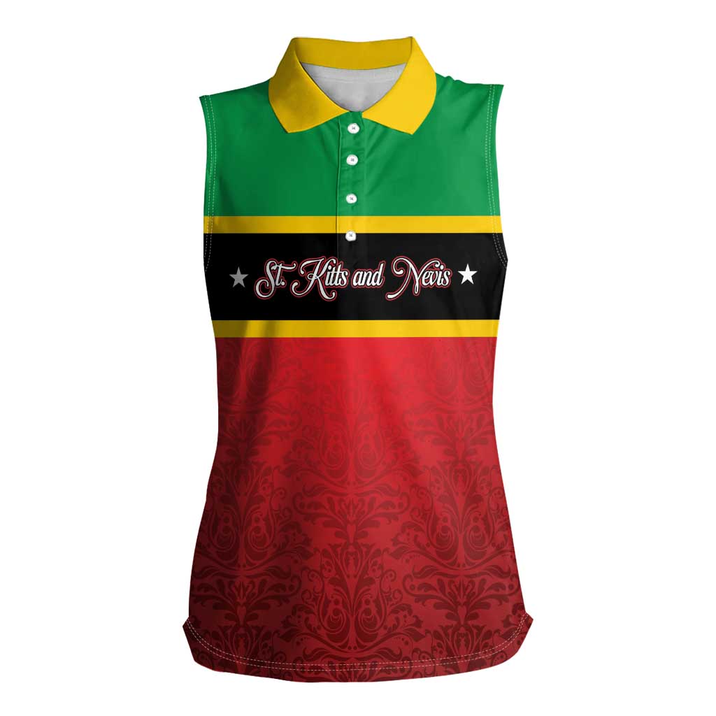 Personalized Saint Kitts and Nevis Royal Pattern Women Sleeveless Polo Shirt - Wonder Print Shop