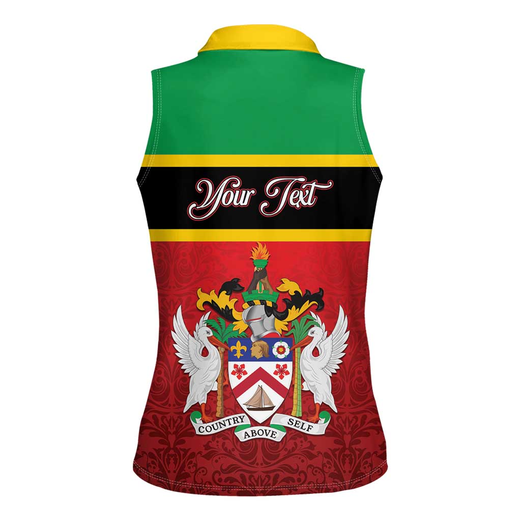 Personalized Saint Kitts and Nevis Royal Pattern Women Sleeveless Polo Shirt - Wonder Print Shop