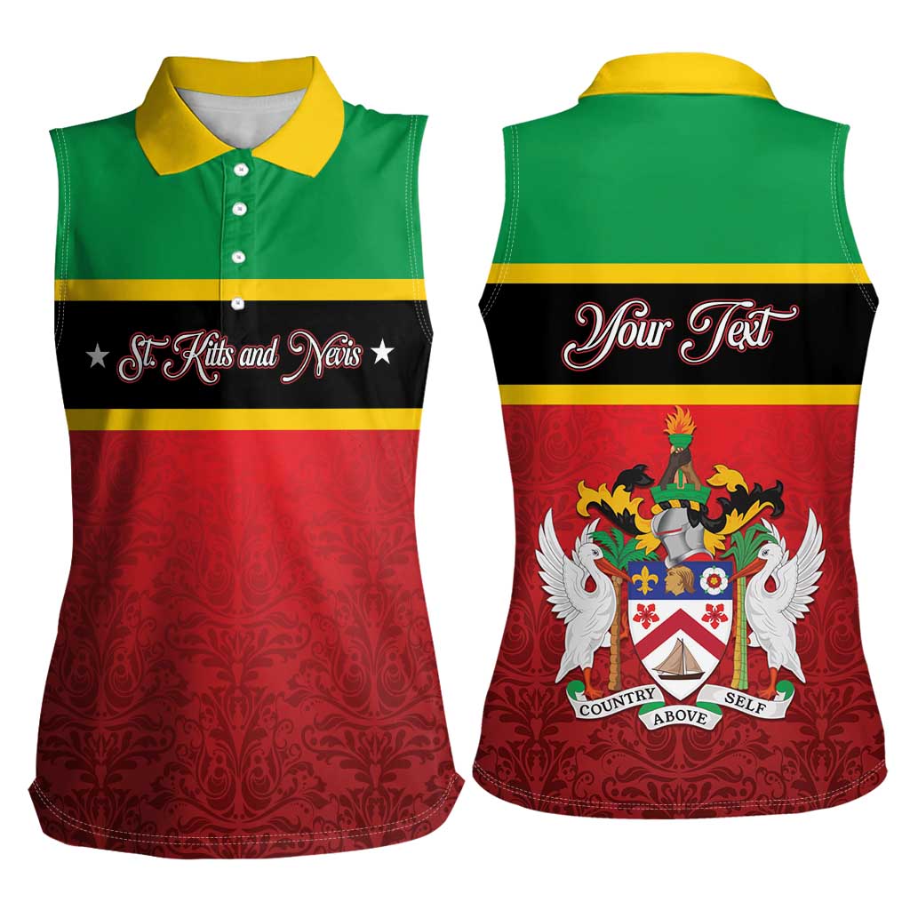 Personalized Saint Kitts and Nevis Royal Pattern Women Sleeveless Polo Shirt - Wonder Print Shop