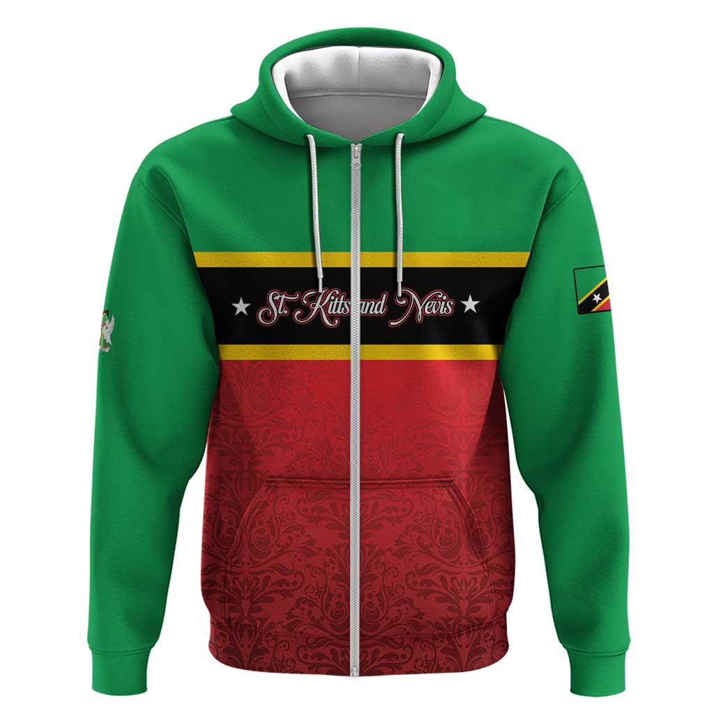 Personalized Saint Kitts and Nevis Royal Pattern Zip Hoodie - Wonder Print Shop