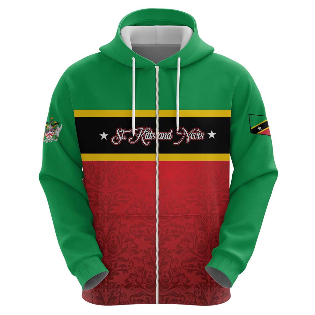Personalized Saint Kitts and Nevis Royal Pattern Zip Hoodie - Wonder Print Shop