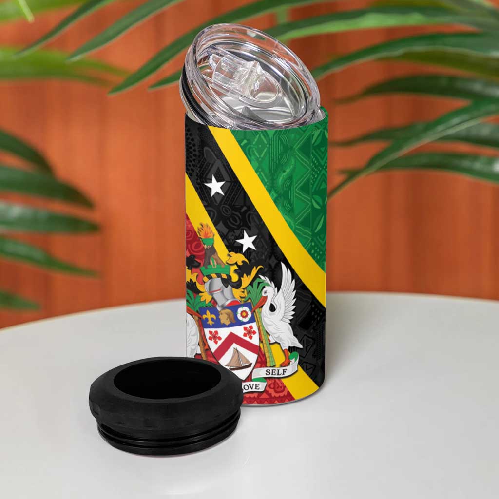 Saint Kitts and Nevis Culturama 4 in 1 Can Cooler Tumbler African Pattern - Wonder Print Shop
