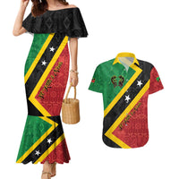 Personalized Saint Kitts and Nevis Culturama Couples Matching Mermaid Dress and Hawaiian Shirt African Pattern - Wonder Print Shop
