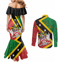 Personalized Saint Kitts and Nevis Culturama Couples Matching Mermaid Dress and Long Sleeve Button Shirt African Pattern - Wonder Print Shop
