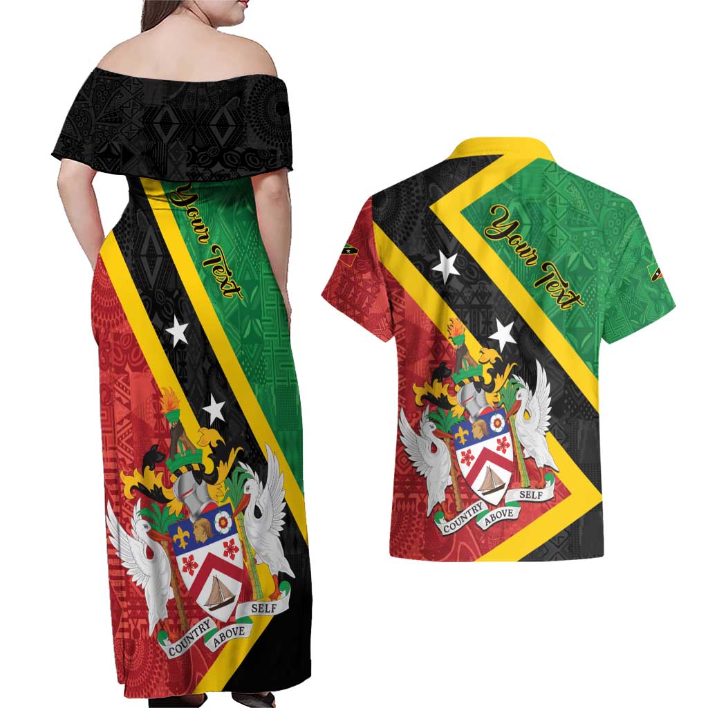 Personalized Saint Kitts and Nevis Culturama Couples Matching Off Shoulder Maxi Dress and Hawaiian Shirt African Pattern - Wonder Print Shop