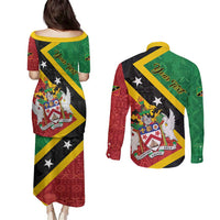 Personalized Saint Kitts and Nevis Culturama Couples Matching Puletasi and Long Sleeve Button Shirt African Pattern - Wonder Print Shop