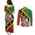 Personalized Saint Kitts and Nevis Culturama Couples Matching Puletasi and Long Sleeve Button Shirt African Pattern - Wonder Print Shop