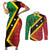 Personalized Saint Kitts and Nevis Culturama Couples Matching Short Sleeve Bodycon Dress and Long Sleeve Button Shirt African Pattern - Wonder Print Shop