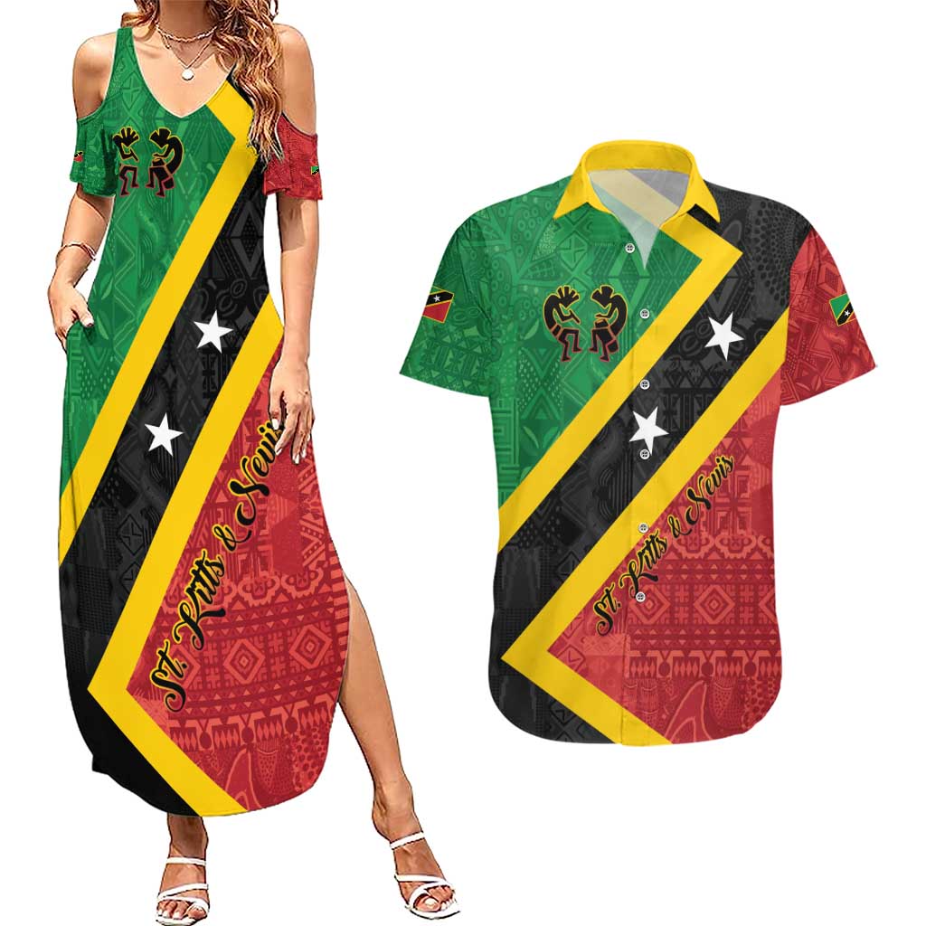 Personalized Saint Kitts and Nevis Culturama Couples Matching Summer Maxi Dress and Hawaiian Shirt African Pattern - Wonder Print Shop