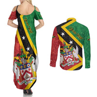 Personalized Saint Kitts and Nevis Culturama Couples Matching Summer Maxi Dress and Long Sleeve Button Shirt African Pattern - Wonder Print Shop
