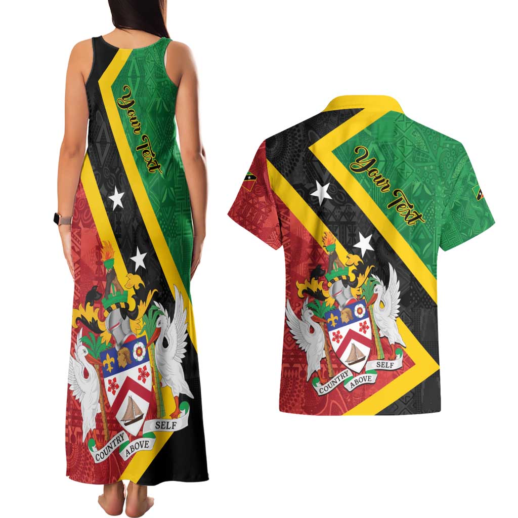 Personalized Saint Kitts and Nevis Culturama Couples Matching Tank Maxi Dress and Hawaiian Shirt African Pattern - Wonder Print Shop