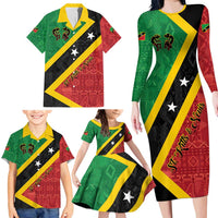 Personalized Saint Kitts and Nevis Culturama Family Matching Long Sleeve Bodycon Dress and Hawaiian Shirt African Pattern - Wonder Print Shop