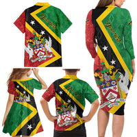 Personalized Saint Kitts and Nevis Culturama Family Matching Long Sleeve Bodycon Dress and Hawaiian Shirt African Pattern - Wonder Print Shop