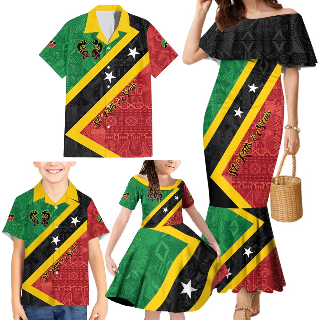 Personalized Saint Kitts and Nevis Culturama Family Matching Mermaid Dress and Hawaiian Shirt African Pattern - Wonder Print Shop
