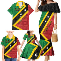 Personalized Saint Kitts and Nevis Culturama Family Matching Mermaid Dress and Hawaiian Shirt African Pattern - Wonder Print Shop