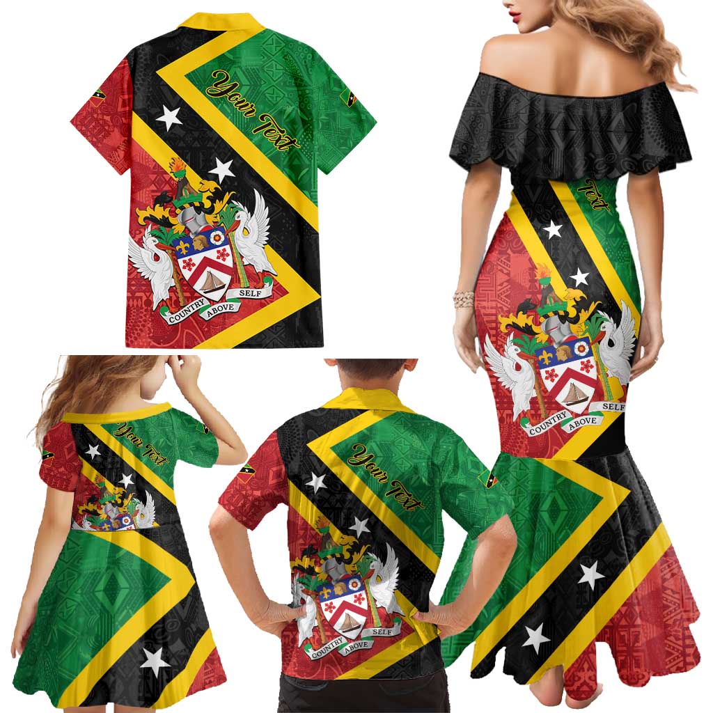 Personalized Saint Kitts and Nevis Culturama Family Matching Mermaid Dress and Hawaiian Shirt African Pattern - Wonder Print Shop