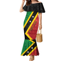 Personalized Saint Kitts and Nevis Culturama Family Matching Mermaid Dress and Hawaiian Shirt African Pattern - Wonder Print Shop