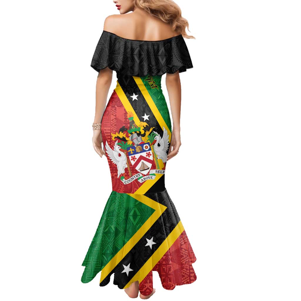 Personalized Saint Kitts and Nevis Culturama Family Matching Mermaid Dress and Hawaiian Shirt African Pattern - Wonder Print Shop