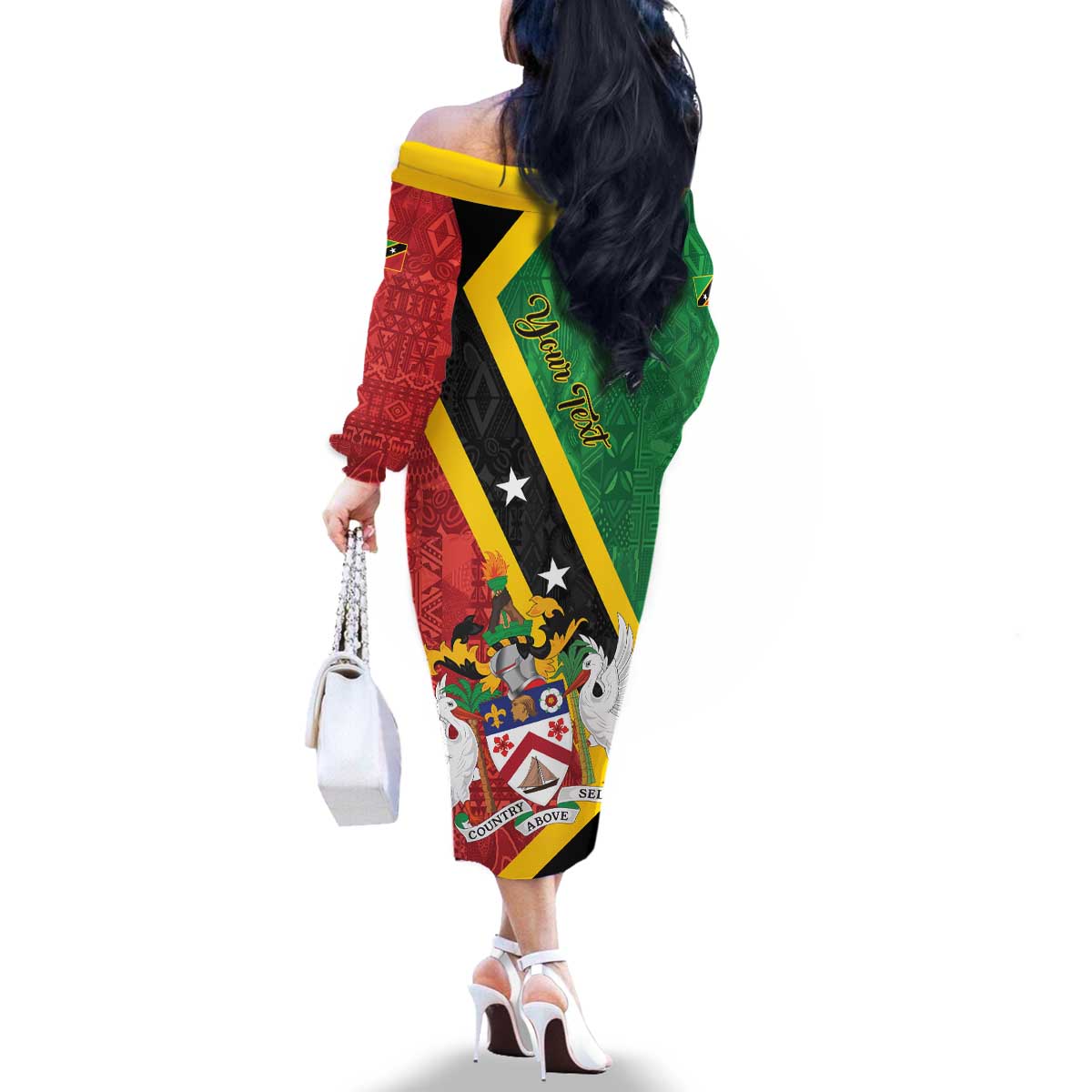 Personalized Saint Kitts and Nevis Culturama Family Matching Off The Shoulder Long Sleeve Dress and Hawaiian Shirt African Pattern - Wonder Print Shop