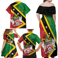 Personalized Saint Kitts and Nevis Culturama Family Matching Off Shoulder Maxi Dress and Hawaiian Shirt African Pattern - Wonder Print Shop