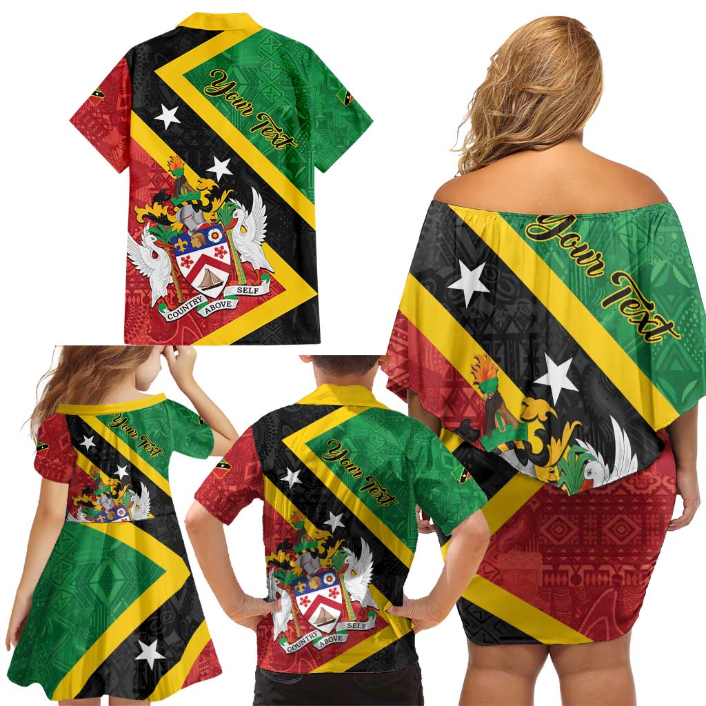 Personalized Saint Kitts and Nevis Culturama Family Matching Off Shoulder Short Dress and Hawaiian Shirt African Pattern - Wonder Print Shop