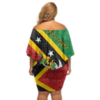 Personalized Saint Kitts and Nevis Culturama Family Matching Off Shoulder Short Dress and Hawaiian Shirt African Pattern - Wonder Print Shop