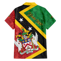 Personalized Saint Kitts and Nevis Culturama Family Matching Short Sleeve Bodycon Dress and Hawaiian Shirt African Pattern - Wonder Print Shop