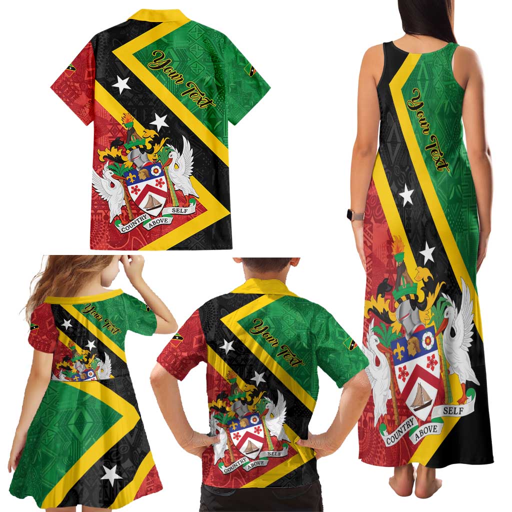 Personalized Saint Kitts and Nevis Culturama Family Matching Tank Maxi Dress and Hawaiian Shirt African Pattern - Wonder Print Shop