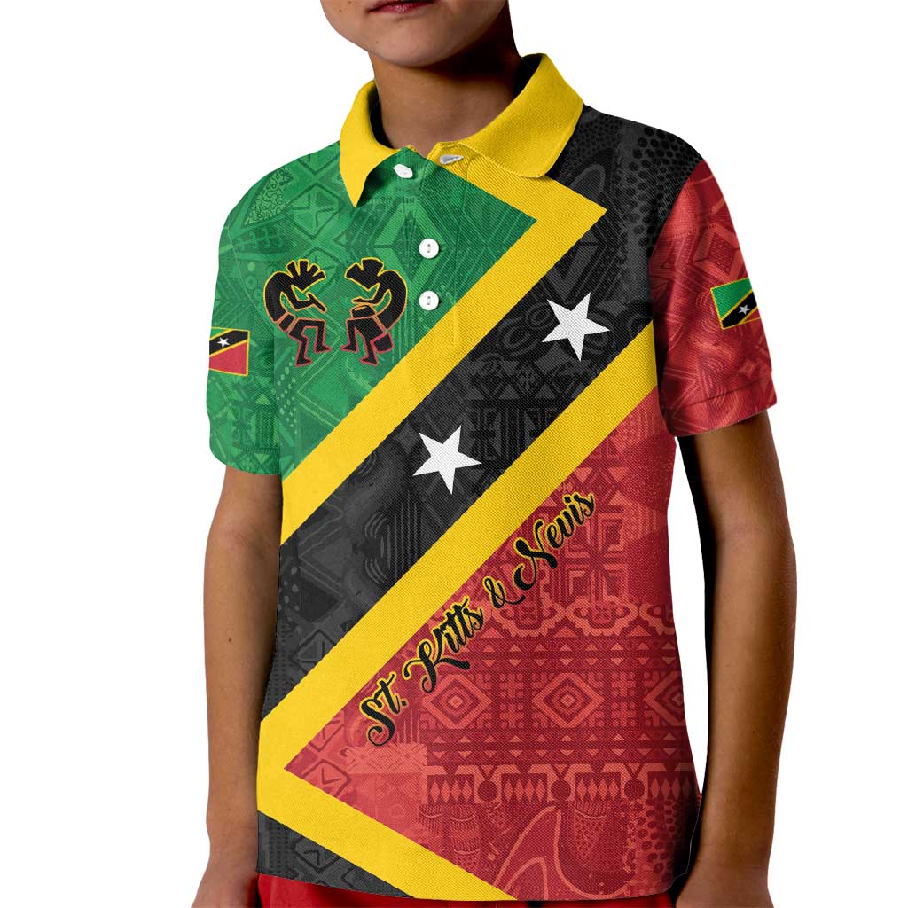 Personalized Saint Kitts and Nevis Culturama Kid Polo Shirt African Pattern - Wonder Print Shop