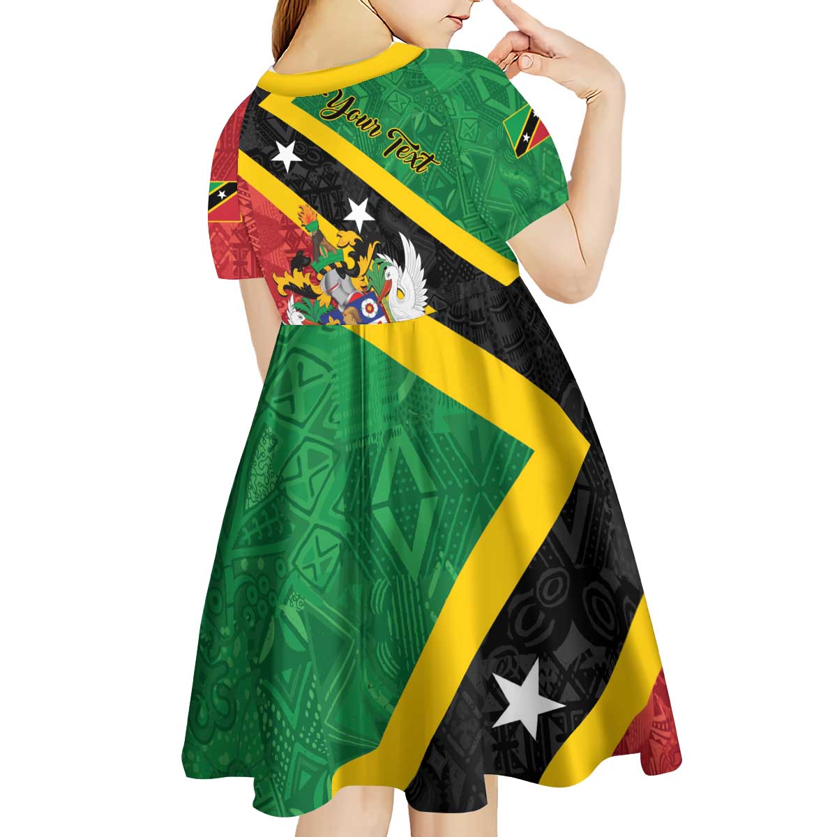 Personalized Saint Kitts and Nevis Culturama Kid Short Sleeve Dress African Pattern - Wonder Print Shop
