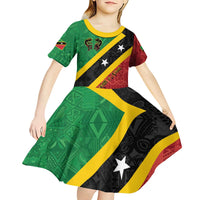 Personalized Saint Kitts and Nevis Culturama Kid Short Sleeve Dress African Pattern - Wonder Print Shop