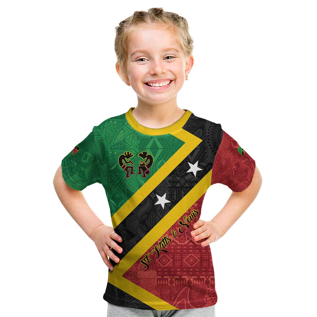 Personalized Saint Kitts and Nevis Culturama Kid T Shirt African Pattern - Wonder Print Shop