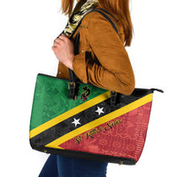 Saint Kitts and Nevis Culturama Leather Tote Bag African Pattern - Wonder Print Shop