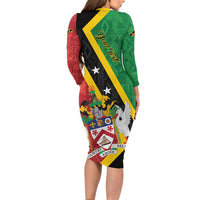 Personalized Saint Kitts and Nevis Culturama Long Sleeve Bodycon Dress African Pattern - Wonder Print Shop