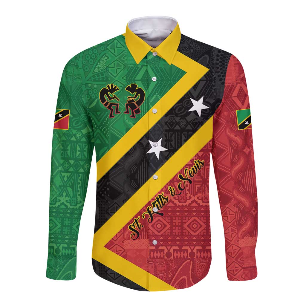 Personalized Saint Kitts and Nevis Culturama Long Sleeve Button Shirt African Pattern - Wonder Print Shop
