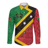 Personalized Saint Kitts and Nevis Culturama Long Sleeve Button Shirt African Pattern - Wonder Print Shop