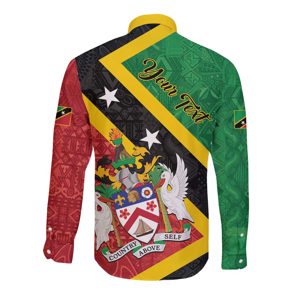 Personalized Saint Kitts and Nevis Culturama Long Sleeve Button Shirt African Pattern - Wonder Print Shop