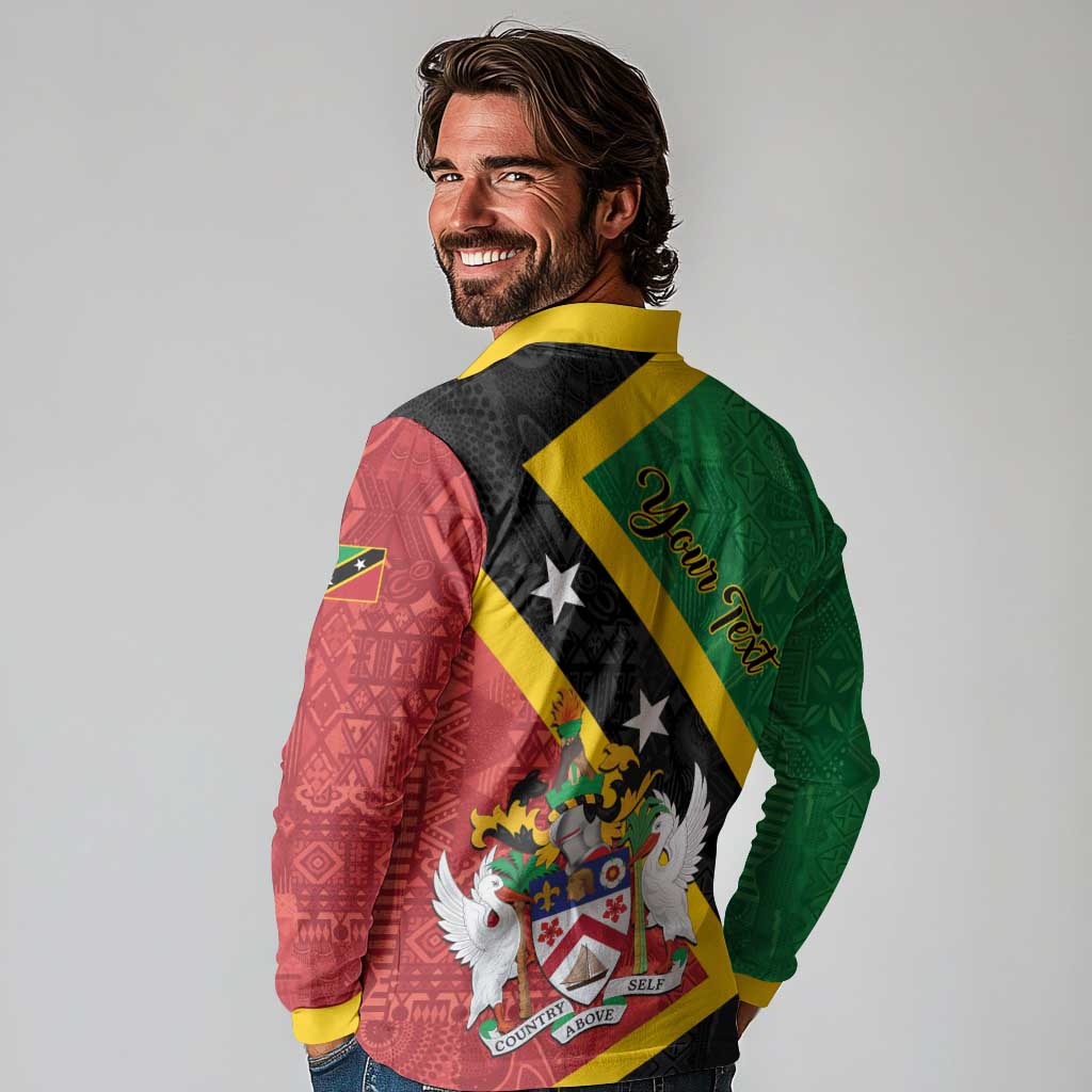 Personalized Saint Kitts and Nevis Culturama Long Sleeve Polo Shirt African Pattern - Wonder Print Shop