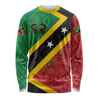 Personalized Saint Kitts and Nevis Culturama Long Sleeve Shirt African Pattern - Wonder Print Shop