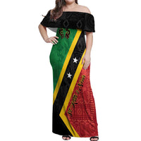 Personalized Saint Kitts and Nevis Culturama Off Shoulder Maxi Dress African Pattern - Wonder Print Shop