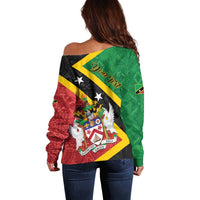 Personalized Saint Kitts and Nevis Culturama Off Shoulder Sweater African Pattern - Wonder Print Shop
