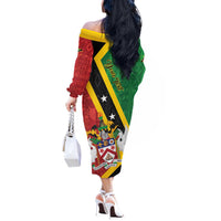 Personalized Saint Kitts and Nevis Culturama Off The Shoulder Long Sleeve Dress African Pattern - Wonder Print Shop
