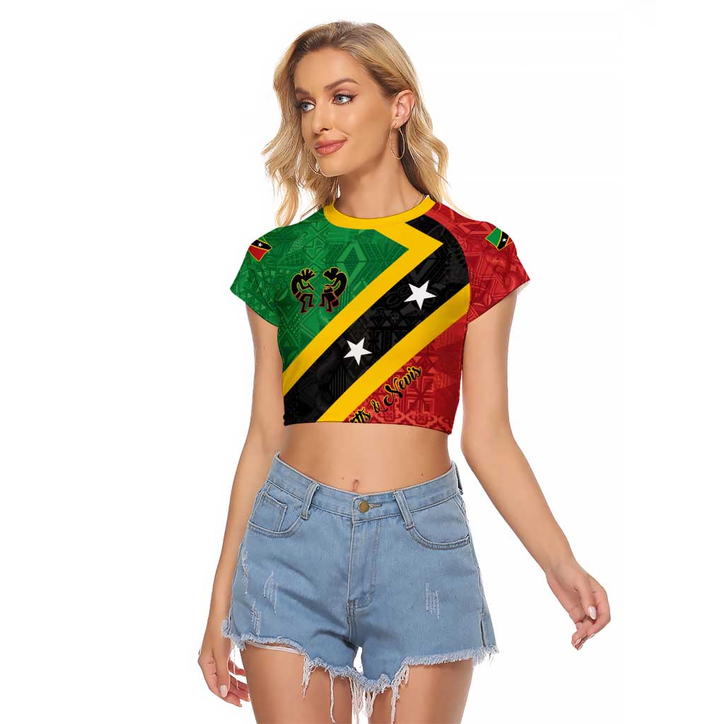 Personalized Saint Kitts and Nevis Culturama Raglan Cropped T Shirt African Pattern - Wonder Print Shop