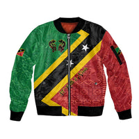 Personalized Saint Kitts and Nevis Culturama Sleeve Zip Bomber Jacket African Pattern - Wonder Print Shop
