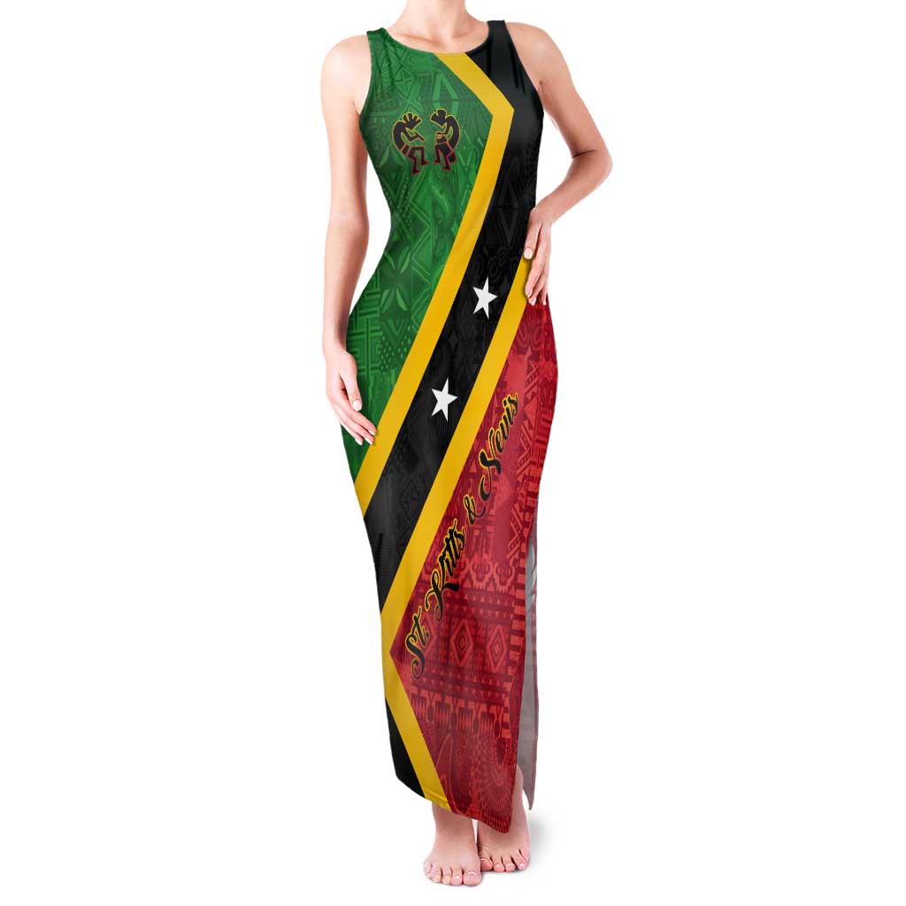 Personalized Saint Kitts and Nevis Culturama Tank Maxi Dress African Pattern - Wonder Print Shop