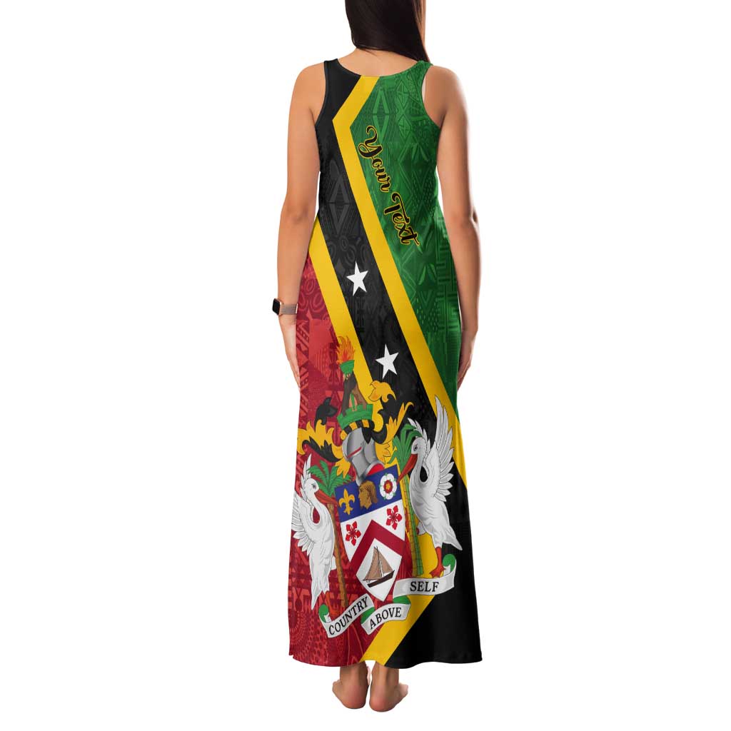 Personalized Saint Kitts and Nevis Culturama Tank Maxi Dress African Pattern - Wonder Print Shop
