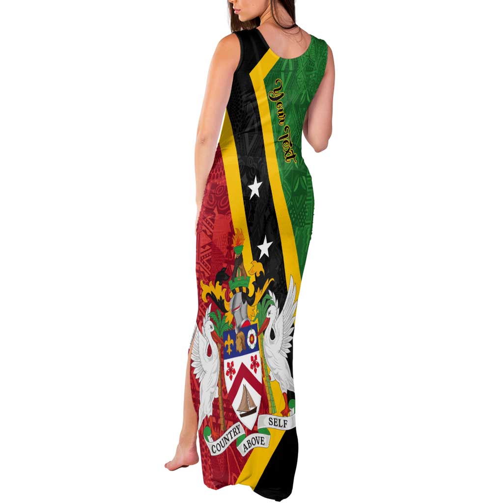 Personalized Saint Kitts and Nevis Culturama Tank Maxi Dress African Pattern - Wonder Print Shop