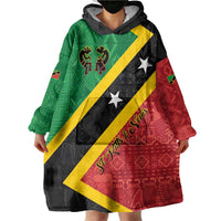 Personalized Saint Kitts and Nevis Culturama Wearable Blanket Hoodie African Pattern - Wonder Print Shop