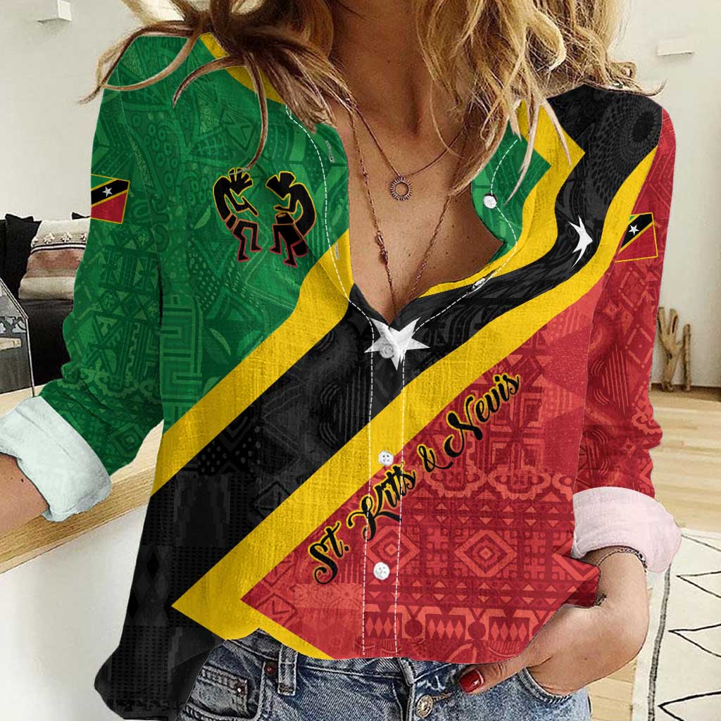 Personalized Saint Kitts and Nevis Culturama Women Casual Shirt African Pattern - Wonder Print Shop