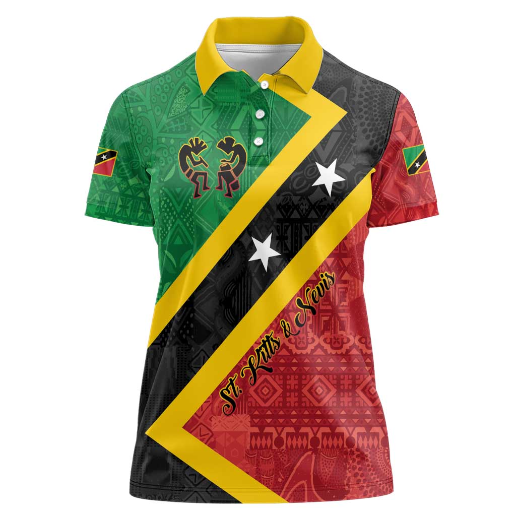 Personalized Saint Kitts and Nevis Culturama Women Polo Shirt African Pattern - Wonder Print Shop